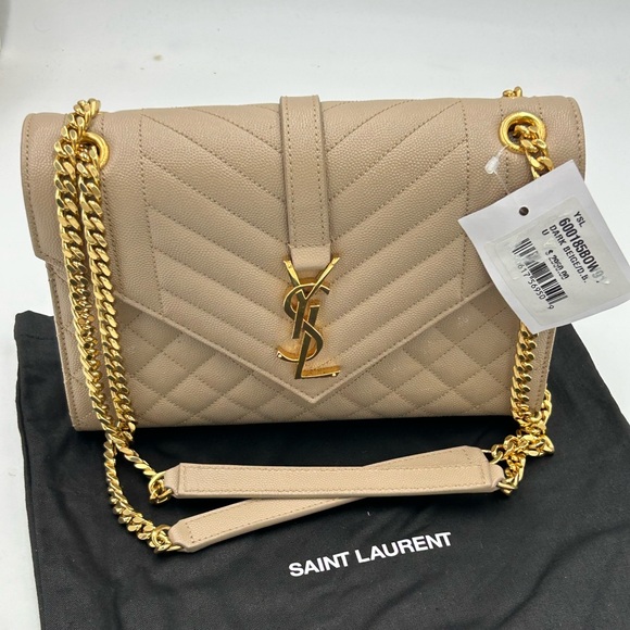 Women's Saint Laurent envelope, Triquilt mediumYSL shoulder bag in grain leather - Picture 1 of 16